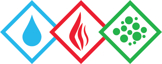 Water, fire, and mold icons